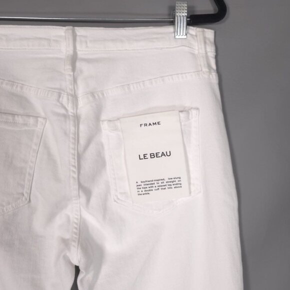 NWT Frame Women’s Le Beau High Rise Boyfriend Distressed Jeans White Size‎ 28 - Picture 11 of 16